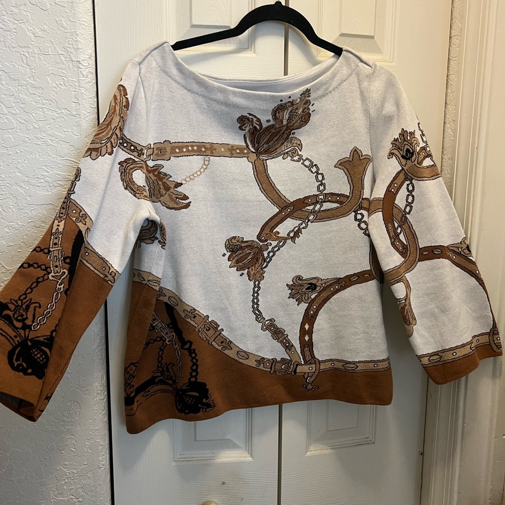 Chico's Brown and Cream Knit Top